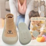 2 Pair Baby Caroon Non-slip Shoes, Baby slippers Shoes for Boys Girls Walkers Shoes Soft Rubber Grippers with Baby slippers, Khaki, White, Pink, Blue Infant First Walking Shoes 6-12,12-18, 18-24 Months - Image 3